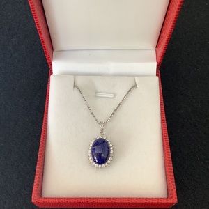 NEW 925 sterling silver natural lapis necklace.